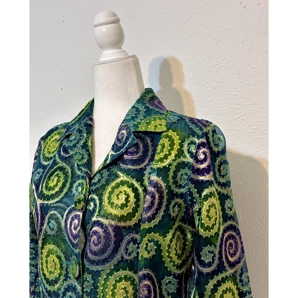 Chico's Size 0(S 4-6) Metallic Silk Embroidery Jacket Art To Wear Boho Occasion - Picture 4 of 11